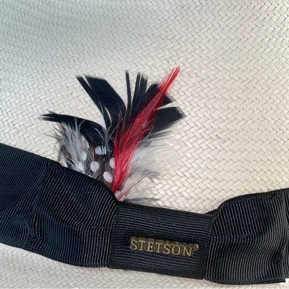 Stetson Natural Straw Feathered Fedora Panama Hat Made In Mexico X-Large EUC! - Picture 7 of 9